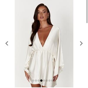 Meshki Esmerlda Pleated Kimono Mini Women's Dress White